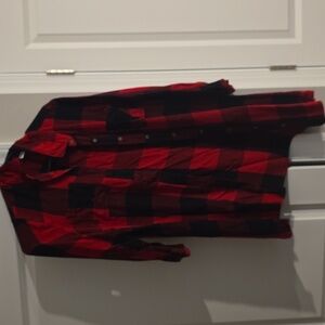 Red and Black Plaid Long Shirt